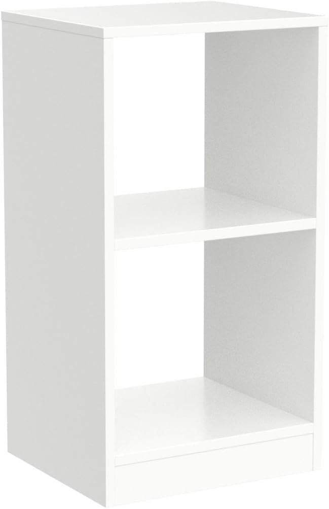 LOKO 2 Cube Bookcases Set of 2, 2 Pieces Modern 2-Tier End Table Nightstand, Multifunctional Record Player Stand Cubby Storage Organizer Bookshelf for Living Room, Bedroom, 15 x 13 x 29 inches Each