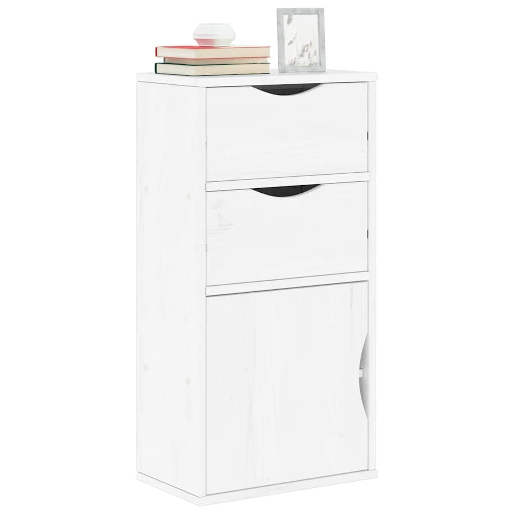 ODDA - Mobile in legno massello di pino, 40 x 24 x 79 cm, con 2 cassetti e scomparti, robusto armadio multiuso per camera da letto, soggiorno, corridoio