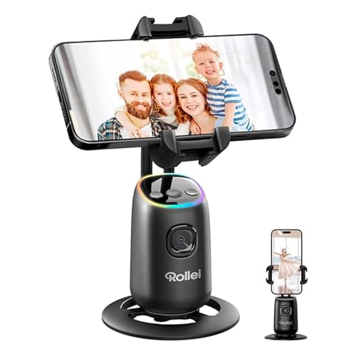 Rollei - Support Telephone Suivi Mouvement, Rollei Easy Creator Desktop Trépied à Suivis Automatique du Visage avec Batterie Rechargeable Intégrée pour Tiktok Youtube Live Streaming Vidéo Vlog - -55%