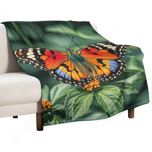 Couverture en flanelle douce plaid léger imprimé papillon canapé
