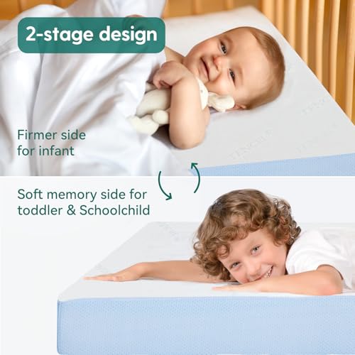 image for BABELIO Toddler Mattress for Crib Memory Foam 2 Stage Standard Size, w