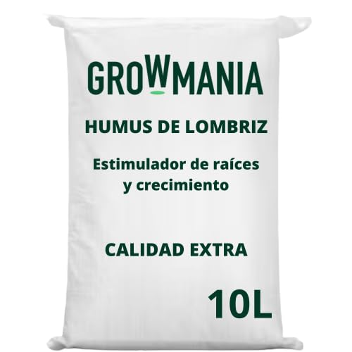 GROWMANIA Humus de Lombriz 10L para Plantas | Fertilizante Orgánico | Sustrato Universal Rico en Bionutrientes | Abono para Cultivos