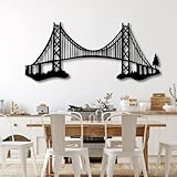 ENJOYOO Mackinac Bridge Metal Wall Art Decor, Metal Bridge Wall Art, Modern Home Decor, Wall Decor for Living Room, Bedroom, Office (Black, 35×16in/90×39cm, metal wall art)