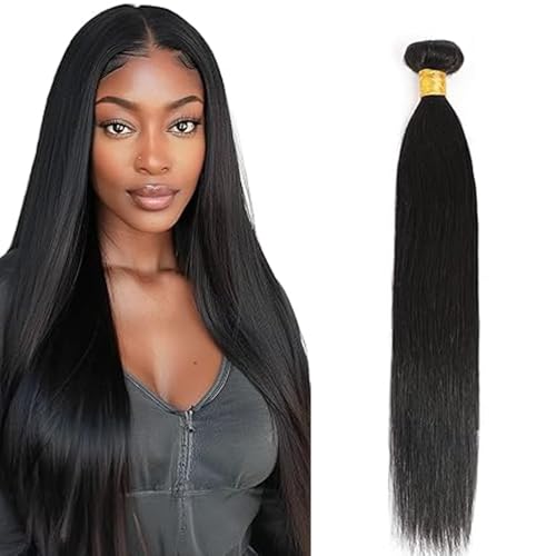 Hxxcoup Human Hair Bundles Sew in Bundles Human Hair Straight Echthaar Echthaar Tressen Zum EinnäHen Natural Black Double Weft Extensions for Women Minimal Smell Low Shedding 16 Zoll