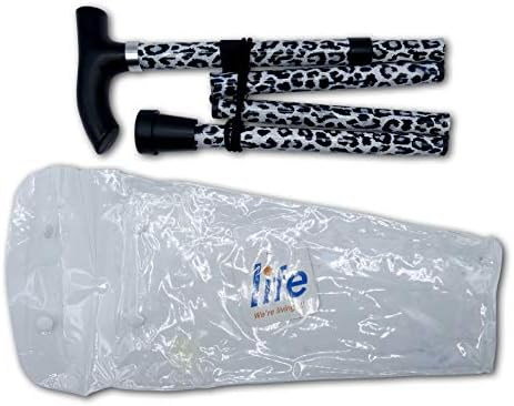 Life Healthcare Walking Stick, Flexible and Durable Mobility Aid, Collapsible & Adjustable from 33-37 Inches - Black Leopard