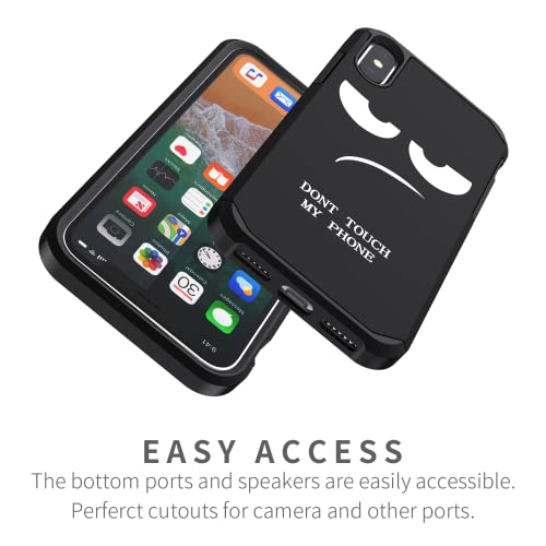 Leegu Cute [Don't Touch My Phone] Shockproof Dual Layer Heavy Duty Protective Silicone Plastic Cover For Girls Women Boys Men Phone Case (Iphone Xr 6.1-Inch) #TOP2