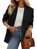 Cicy Bell Womens Casual Knit Blazer Long Sleeve Open Front Blazers Stretchy Work Office Suit Jackets with Pockets Black