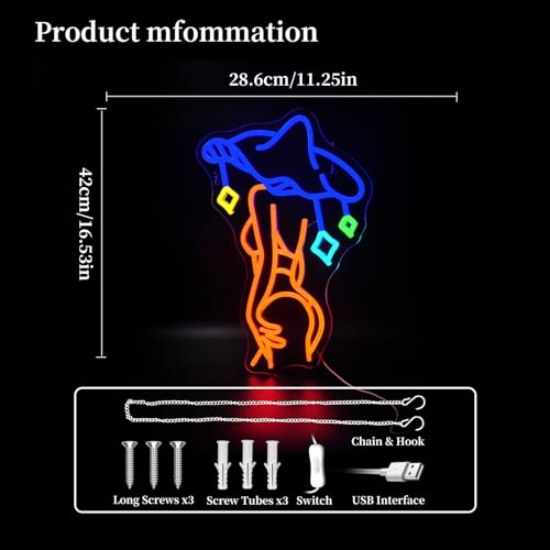 Image of Lady Neon Sign Led Sign Neon Signs for Wall Decor Neon Lights | Lady Mushroom Led Light Up Sign, Orange Room Decor, Girls Gift, Party, Wall Decor, 5V USB Powered