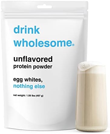 drink wholesome Unflavored Egg White Protein Powder | Easy to Digest & Gut Friendly | All Natural Ingredients | Minimally Processed | Dairy Free | No Additives, No Lactose | 20g Protein