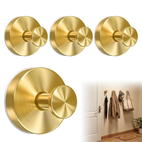4 Pack Suction Cup Hooks for Shower, Removable Metal Hooks for The Shower Room and Bedroom, Suction Cups for Glass Door, Window, Mirrors and Other Smooth Surfaces (Gold) by Generic - Used condition - US$13.87