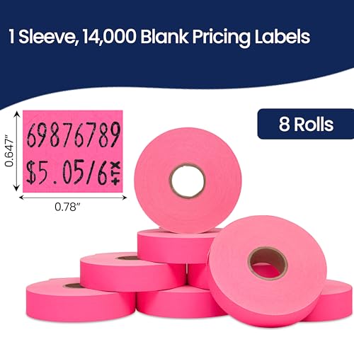 Pricing Labels for Monarch 1136 Fluorescent Pink - 14,000 Labels w/ 8 Rolls Value Pack, 1 Sleeve - Made in USA by Perco - Image 3