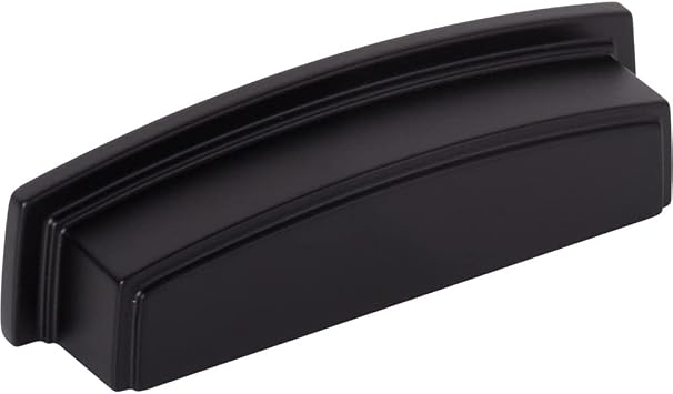 Jeffrey Alexander 96 mm Center Matte Black Square-to-Center Square Renzo Cabinet Cup Pull
