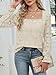 UNCOOYEE Blouses for Women Dressy Casual Work Going Out Eyelet Square Neck Puff Long Sleeve Embroidered Lace Crochet Boho Tops Trendy Fall Fashion 2025 Beige Small