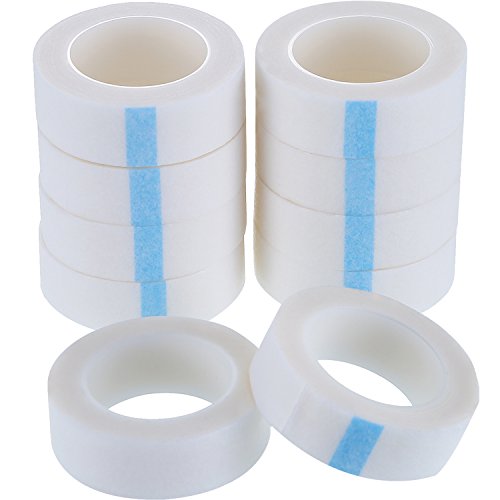 10 Rolls White Eyelash Tapes Fabric Eyelash Tapes for Eyelash Extension Supply, 0.5 inch x 10 Yards