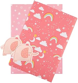 Hallmark New Baby Wrapping Paper and Gift Tag Pack - Pink Elephant Design