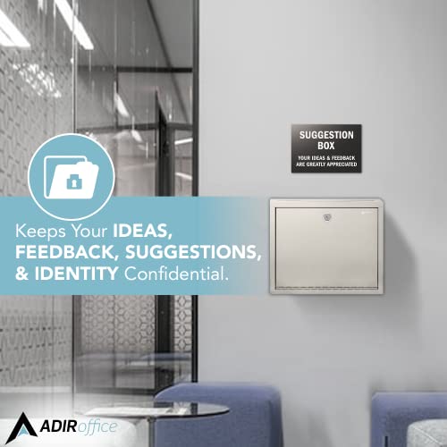 Adiroffice Multi Purpose Mail Box With Lock - Heavy Duty Drop Box - Commercial Suggestion Box -Wall Mountable Safe And Secure Ballot Box - 3" X 10" X 12" - Beige #TOP6