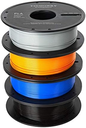 PLA Filament 1.75 mm Bundle, TINMORRY 3D Printer Filament, Net Weight 2KG, Black+Grey+Royal Blue+Orange