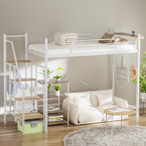 DEWEL ���t�g�x�b�h ��l�p �n�C�^�C�v �K�i�t�� �V���O�� �R���Z���g�t�� �n���K�[���b�N�t�� ���b�V���p�l���t�� �ω׏d150kg �ȃX�y�[�X �k���� ��262x���s107x����173cm �z���C�g