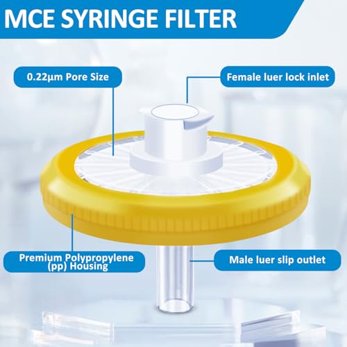 Image of Xin Tester 100 PCS Non-Sterile Syringe Filter MCE Membrane 13mm Diameter 0.22um Pore Size Hydrofilic Syringe Lab Filters