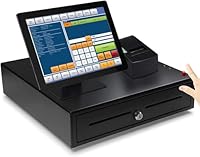 16 Inch Cash Register Drawer, Manual Key & Push Button Release Lock Control, Heavy Duty, with 4 Bills & 8 Coins Removable Tray Compartment