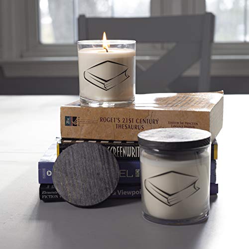 Library Book Scented Candle, 9 Oz With Glass Container - 100% Organic Soy Wax Lightly Scented With Clean Burning Natural Cotton Wick - Made In The Usa #TOP4