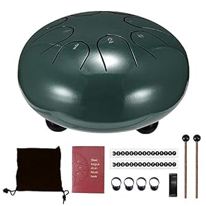 Ahageek Stahlzungentrommel, 6 Zoll 8 Note, ätherischer Klang Lotus Flower Hand Pan Drum Percussion Instrumente mit Drumsticks, Trommeltasche, Finger Cot, Anleitung (6 Zoll 8 Note Grün)