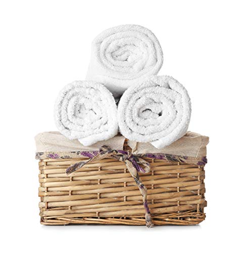 Washcloths 24 Pack 100% Cotton 12 X 12 Inches (White) Durable, Lightweight, Bath Rags, Wash Rag, Commercial Grade And Ultra Absorbent Cleaning Towels #TOP1