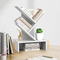 Godferyxin Small Bookshelf,4-Tier Bookshelf with Drawers,White Bookshelf