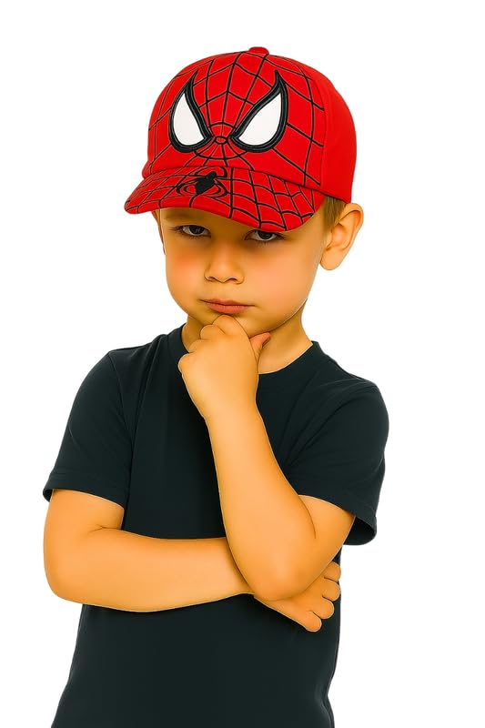 Krystle Superhero Spider Print Cap for Kids – Red Edition (3-6 Years) - Image 5 thumbnail