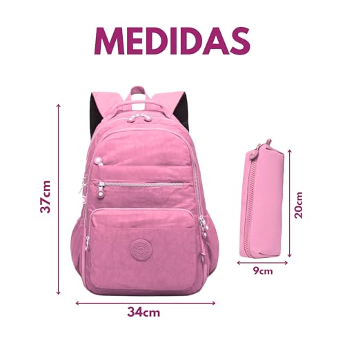 Mochila Feminina + Estojo J’PRIB – Resistente, Funcional e Versátil para Trabalho e Estudos (Preta)