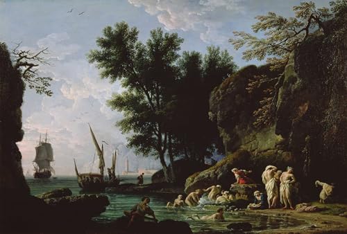 Pintura de lienzo vintage de ninfas por la mañana para llenar de arte tu hogar