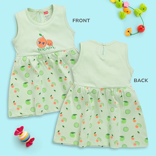 Image of LuvLap Baby Girl 100% Cotton Sleevless Girls Frock Pack of 3
