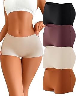 VINIGO Women's Boyshort Panties Ladies Safety Boxer Briefs Anti Chafing Cotton Underwear with Cotton Crotch - Pack of 4 Price In India