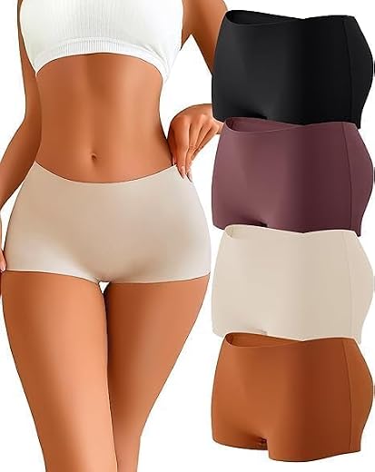 VINIGO Women's Boyshort Panties Ladies Safety Boxer Briefs Anti Chafing Cotton Underwear with Cotton Crotch - Pack of 4
