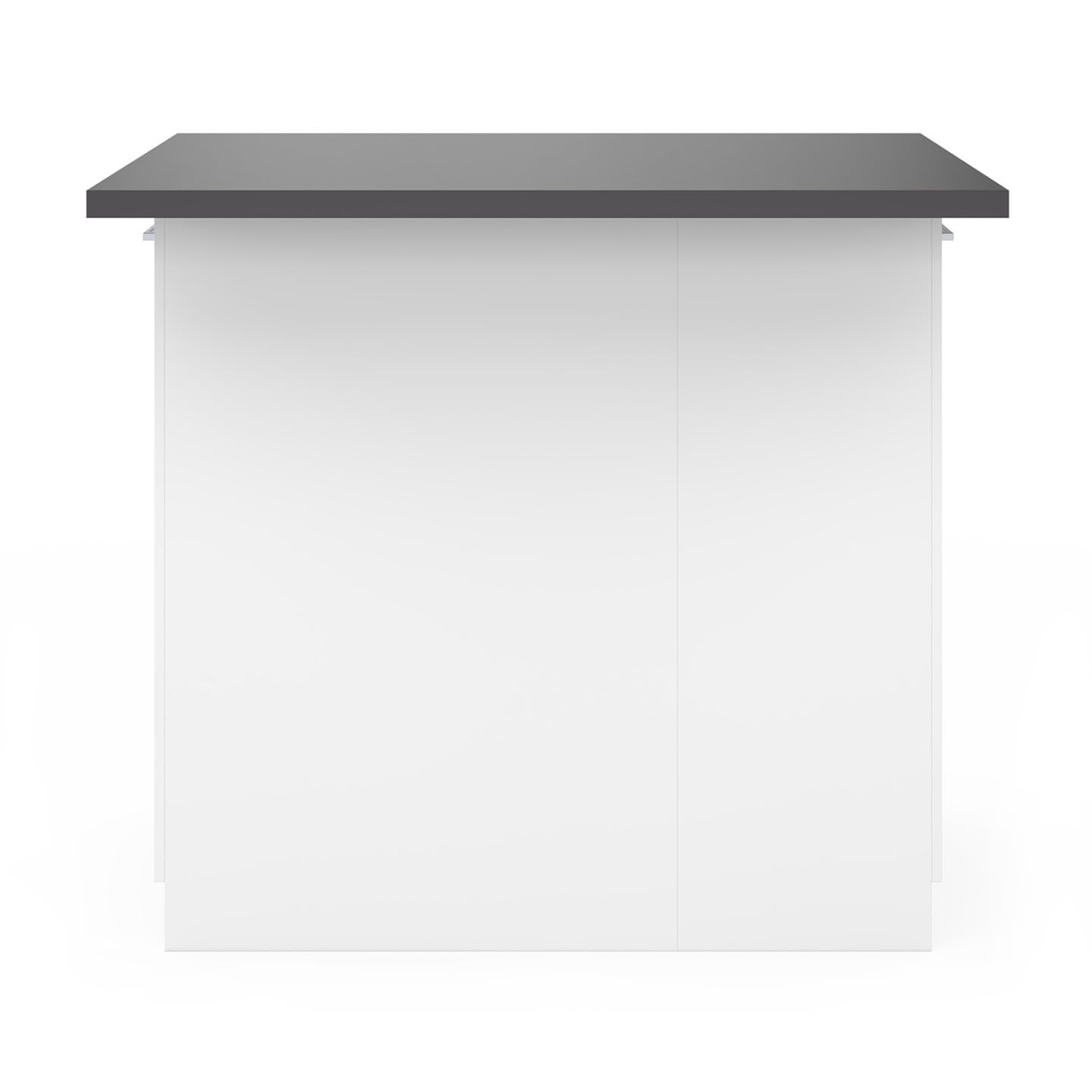 IDMarket - Ilot Central IVO 100 cm Blanc avec Plan de Travail Gris Anthracite