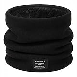 CAISIDIONG Winter Neck Gaiter Thermal Fleece-Lined Cold-Weather Scarf Wind-Block Face Cover 4-Way Stretch Lightweight for Men Women Teens Ski Snowboard Hunting Commuting Outdoor Jobs(Black)