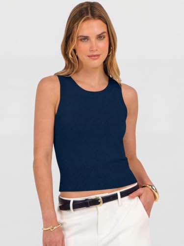 ANRABESS Women’s Summer Sleeveless Cropped Sweater Tank Tops | Crew Neck, Soft Wool Blend Comfy, Business Casual Work，Going Out, Travel Vacation,Fall Spring Layers — view 2