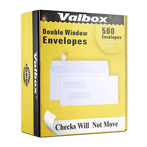 ValBox 500 Count #8 Double Window Envelopes 3 5/8" x 8 11/16" Self Seal Double Window Security Check Envelopes- Security Tint Pattern Designed for Home Office Secure Mailing - Thumbnail 5