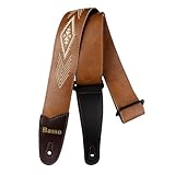 Correia Basso para Violão, Guitarra e Baixo – Premium Folk Country Bordada Ajustável em Sintético 5 cm Artesanal Sertanejo (WHISKEY)