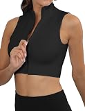 SEAUR Soutien-Gorge de Sport avec Zip pour Femme Débardeur d'entraînement Fille Yoga Running Crop Top Sport Fitness M