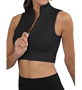SEAUR Sport Crop Top Dames Mouwloos Ritssluiting Tank Top Dun Staande Kraag Nauw Bovenstuk Slim Fit Sneldrogend voor Gym Fitness Workout S-L, wit, L
