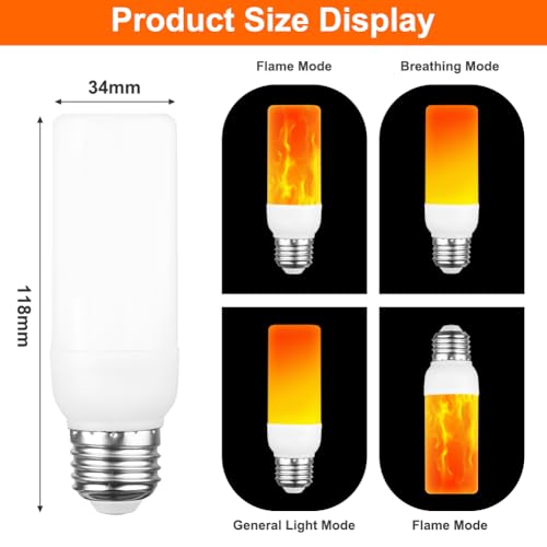 AUAUY LED Flame Light Bulb, 2W E27 Flame Effect Bulb, 1400K 3 Lighting Modes - Image 2