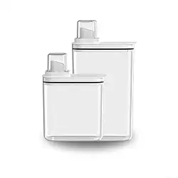 KIT DISPENSER AMACIANTE SABAO EM PÓ FLOW 2,3L E1,5 BRANCO CINZA BEGE FECHADO LAVANDERIA LAVABO MÁQUINA DE LAVAR COM DOSADOR (BRANCO)