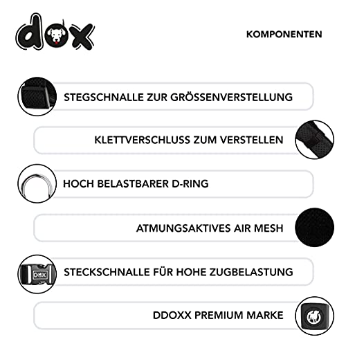 DDOXX Air Mesh Step-In Hundegeschirr - Verstellbare Brust Welpengeschirr für alle Größen - S (Schwarz)