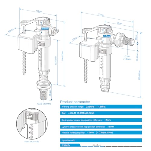 Miniatura 2 de Ibergrif, M20521 Sistema De Alimentación Lateral O Inferior Del Tanque Del Inodoro, Válvula De Llenado De Inodoro Con Tuerca De Latón, Válvula De Alimentación Doble M12 17