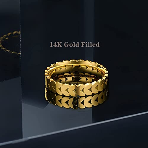 Jinear 14K Gold Filled Olive Leaf Rings 4Mm Wedding Bands For Women And Men Gold Leaves Vine Leaf Statement Stackable Ring Gift For Size 5 To 10 #TOP2