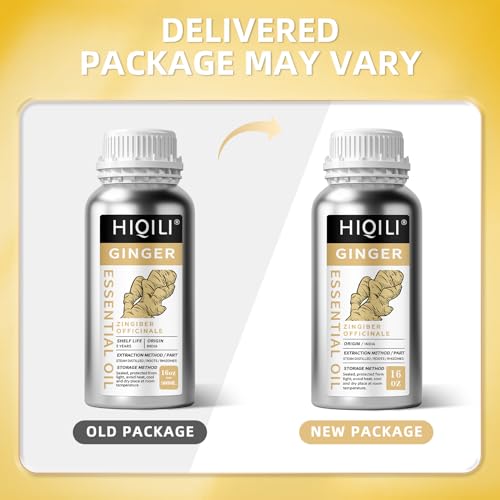 Image of HIQILI 16 Fl Oz Ginger Oil, 100% Pure Natural Ginger Essential Oil for Hair, Massage, Skin - 500ML