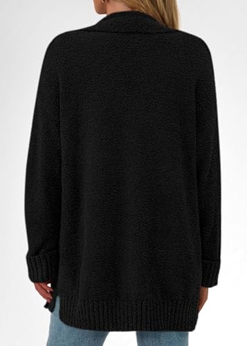 KIRUNDO Cardigan Sweaters for Women 2026 Fall Chunky Fuzzy Knit Open Front Loose Long Sleeve Sweater Coats Winter Clothing(Black, XX-Large) — view 2