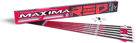 Carbon Express Maxima RED Fletched Carbon Arrows with Dynamic Spine Control and Blazer Vanes, 350 (.350 Spine), 6-Pack