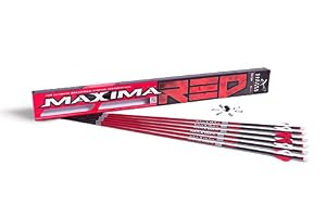 Image of Carbon Express Maxima RED Fletched Carbon Arrows with Dynamic Spine Control and Blazer Vanes, 250 (.400 Spine), 6-Pack